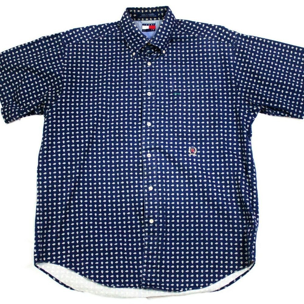Tommy Hilfiger Mens Short‎ Sleeve Button Down Vtg S